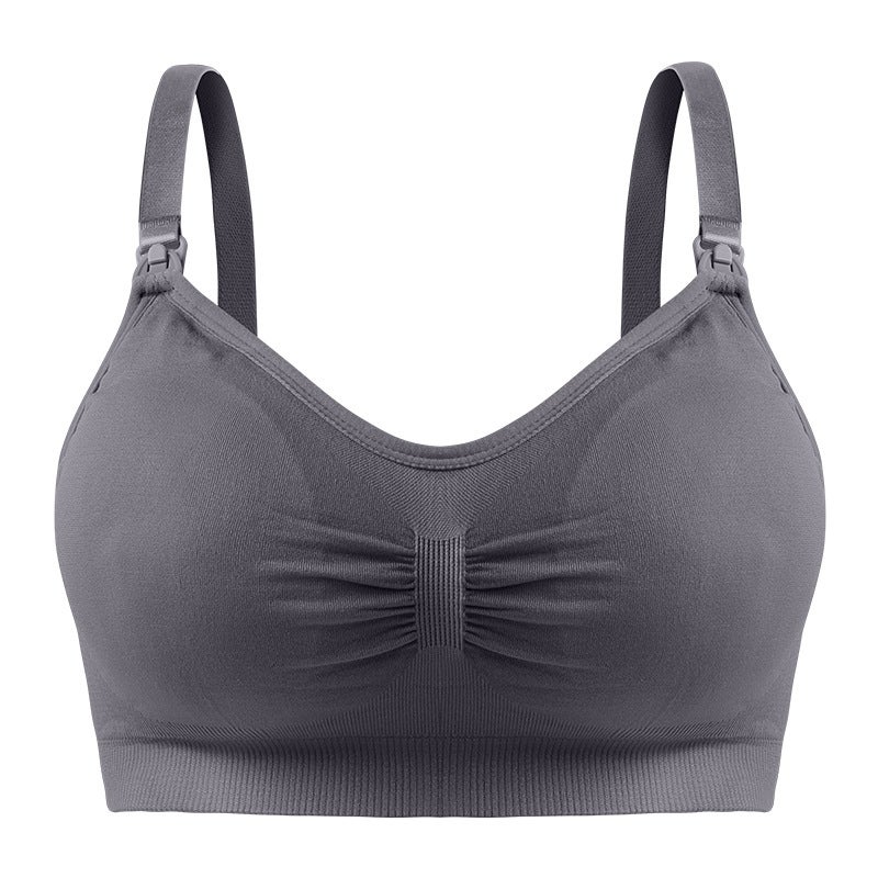 Nursing Bra Open Buckle Without Steel Ring Double Layer Seamless Postpartum Nursing Bra Underwear With Detachable Breathable Breast Pad - Image 1