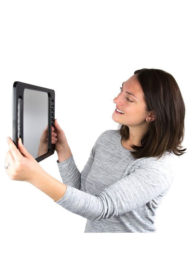 Large Hand Mirror with Double Handle - Rectangular Hand Held Mirror with Handle - Hair Salon Equipment Hairstylist and Barber Accessories (Black)