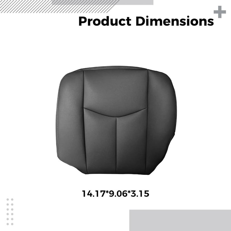 03-06 Chevy Silverado Tahoe, Bottom Lower Driver Side Seat Cover Replacement, Microfiber Leather Pad Cushion, 14.2 X 9.1 X 3.1 In Black - Image 4