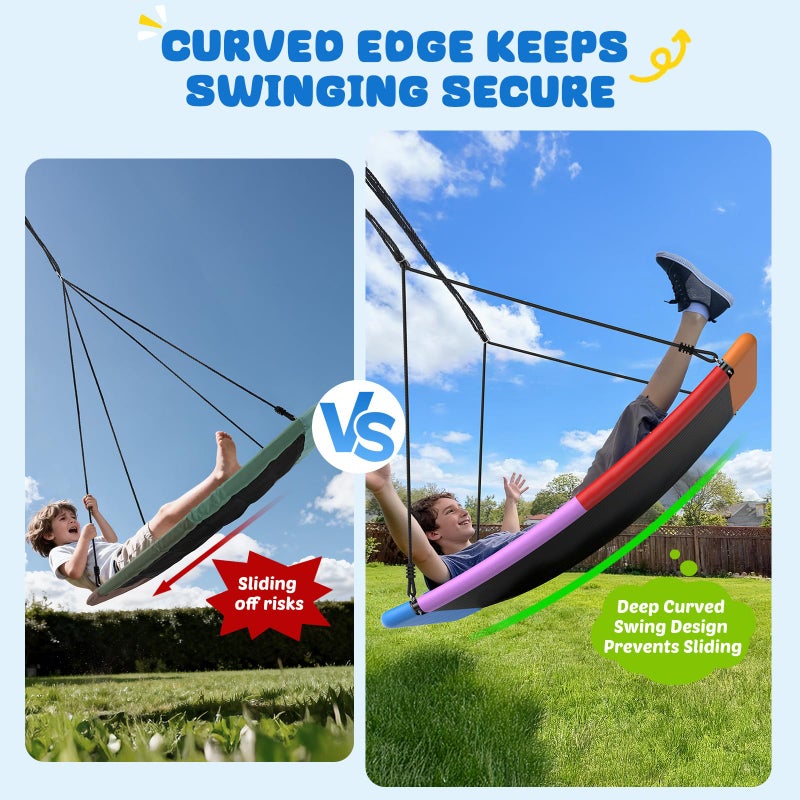 Trekassy 700lb Giant 60" Skycurve Platform Tree Swing for Kids and Adults with 2 Hanging Straps-Rainbow (Patented) - Image 3