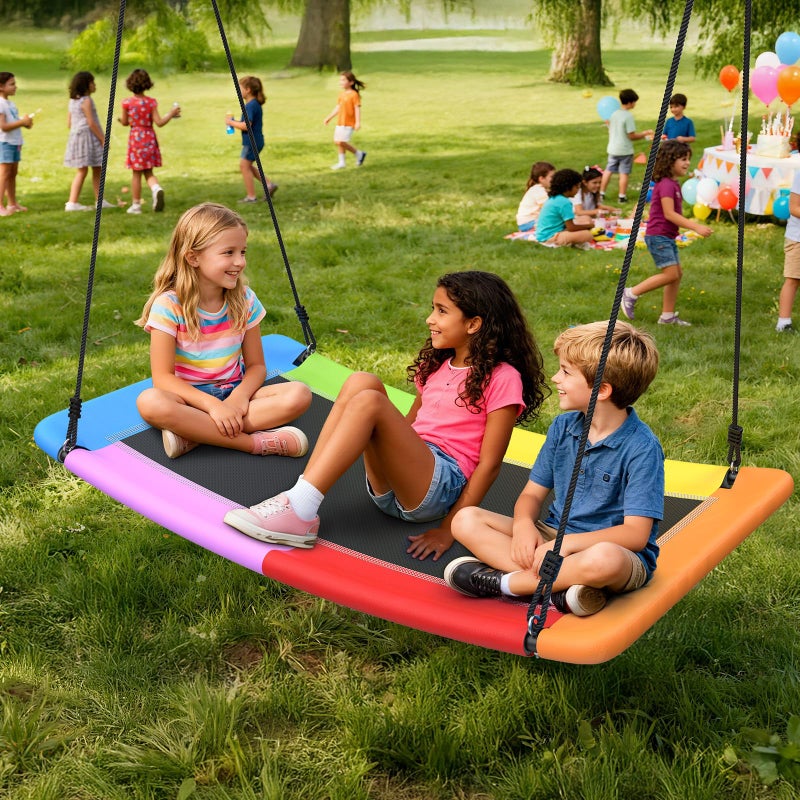 Trekassy 700lb Giant 60" Skycurve Platform Tree Swing for Kids and Adults with 2 Hanging Straps-Rainbow (Patented) - Image 5