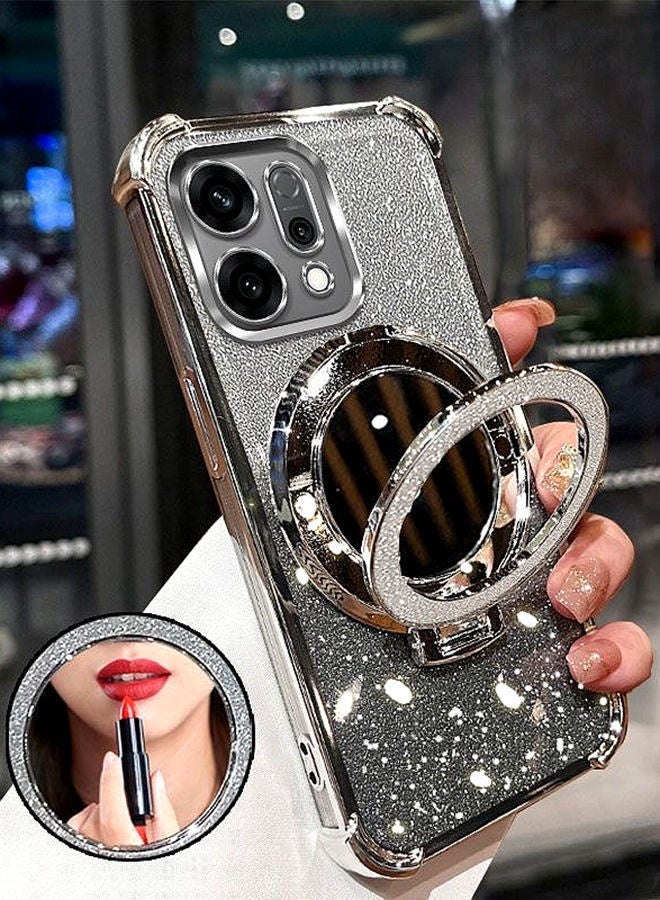 Magnetic Glitter Case for Oppo Reno 14 Pro 5G ，Bling Camera Lens Protector，Sparkly Stand，Makeup Mirror，Support Wireless Charging， Luxury Gradient Shockproof Oppo Reno 14 Pro Cover - Image 3