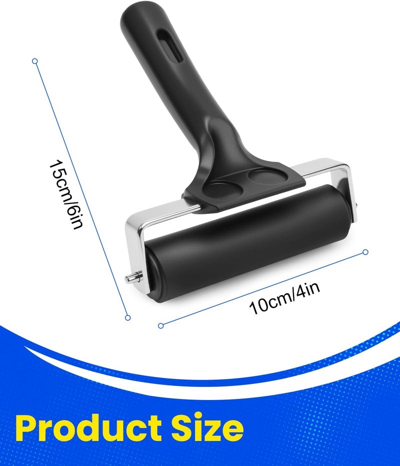 UCEC Rubber Brayer Roller for Printmaking – Durable Rubber Roller for Ink, Paint, Brayer Rollers for Crafting, Great for Gluing Application, Diamond Painting, Block Printing – 1 Pack (4 Inch) (Black) - Image 2