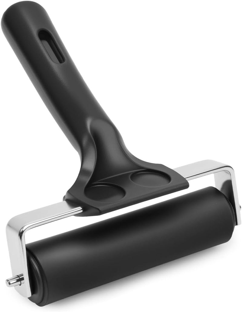UCEC Rubber Brayer Roller for Printmaking – Durable Rubber Roller for Ink, Paint, Brayer Rollers for Crafting, Great for Gluing Application, Diamond Painting, Block Printing – 1 Pack (4 Inch) (Black) - Image 1