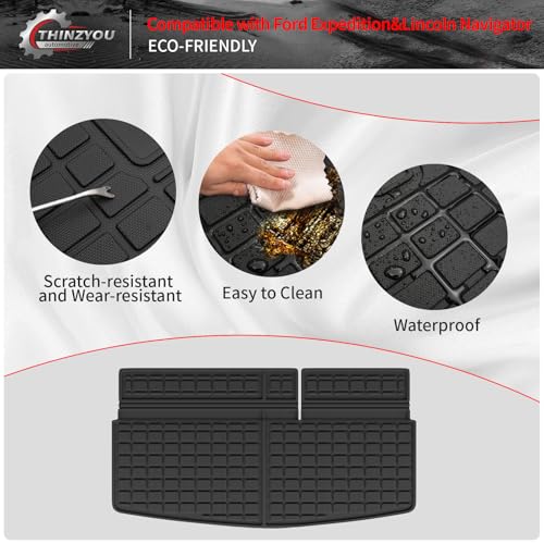 Thinzyou Cargo Mat Compatible with 2018-2024 Ford Expedition Lincoln Navigator (Not for MAX or L Models) 7 Seats Kick Mat TPE 2023 Expedition Accessories (2nd&3rd Row Backrest Mats+Trunk Mat) - Image 5