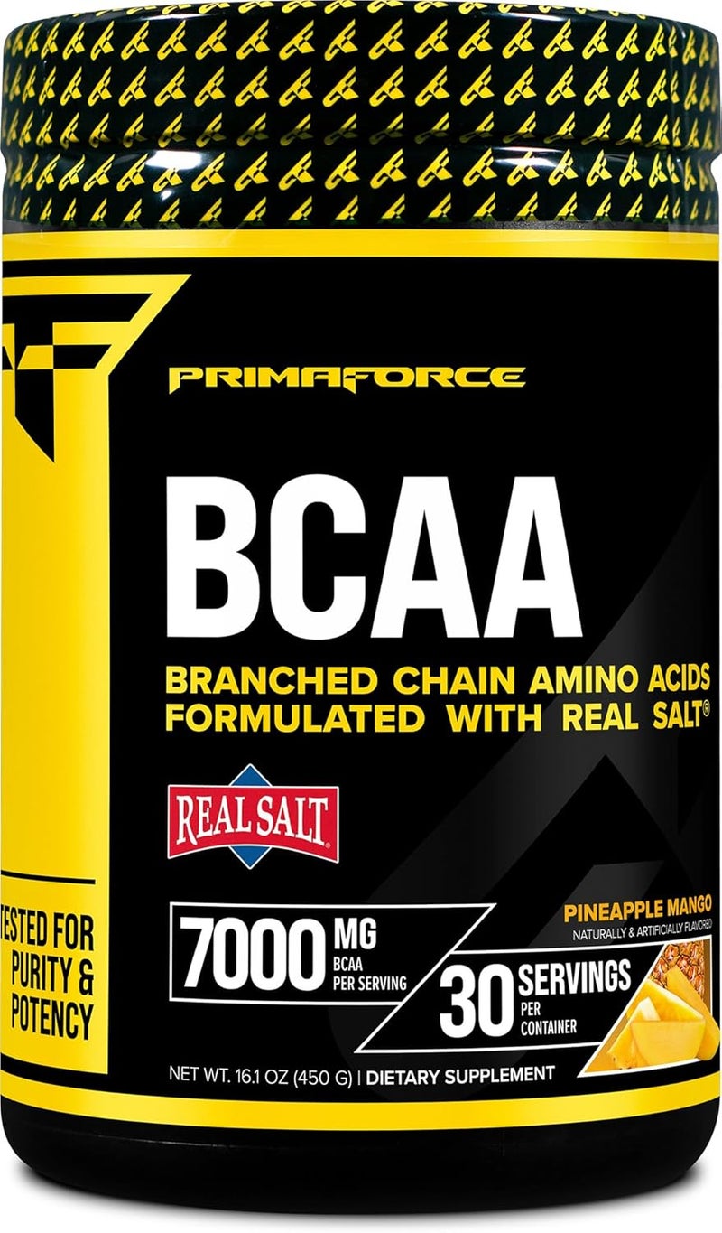 Primaforce BCAA Powder Pineapple Mango 30 Servings  7000MG 211 BCAAs PostWorkout Recovery Drink with Amino Acids and Real Salt for Men  Women - Image 1