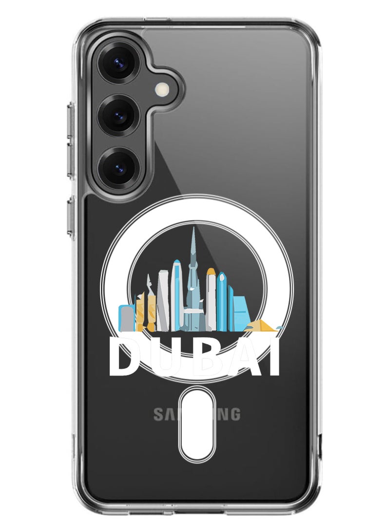 Theodor Magnetic Case for Samsung Galaxy S25 6.2-inch Compatible with MagSafe Wireless Charging, Shockproof Phone Bumper Cover Dubai - White - Image 1