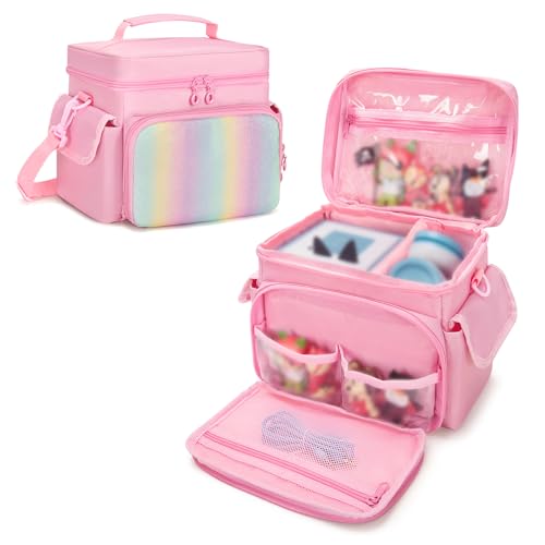 GRAOSO Carrying Case Compatible with Tonies 21 Storage Bag Organizer for Audio Player Starter Set Figures Headphones Charging Station Accessories with Shoulder Strap and Handle Pink Case Only - Image 1