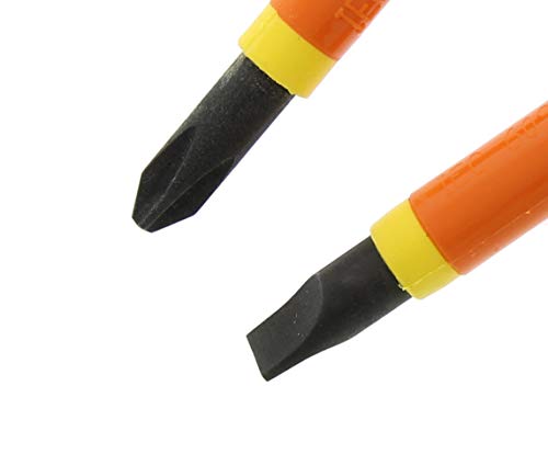 Ideal Industries مجموعة مفكات كهربائية معزولة IDEAL 35-9305 (قطعتان) برتقالية، مفكات بعمود 4 بوصات مع مقابض مريحة. أدوات كهربائيين. - Image 2