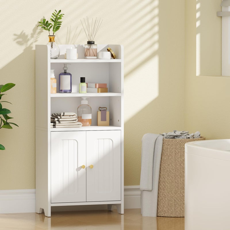 BEWISHOME Bathroom Storage Cabinet, Small Floor Cabinet, Toilet Paper Cabinets with 2 Doors and Shelves, Bathroom Organizers and Storage for Small Spaces, White 7.9" D x 14.6" W x 31" H YYG08W - Image 3