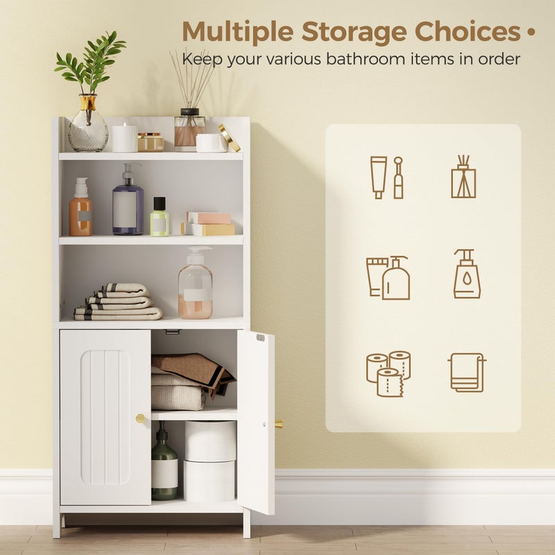 BEWISHOME Bathroom Storage Cabinet, Small Floor Cabinet, Toilet Paper Cabinets with 2 Doors and Shelves, Bathroom Organizers and Storage for Small Spaces, White 7.9" D x 14.6" W x 31" H YYG08W - Image 5