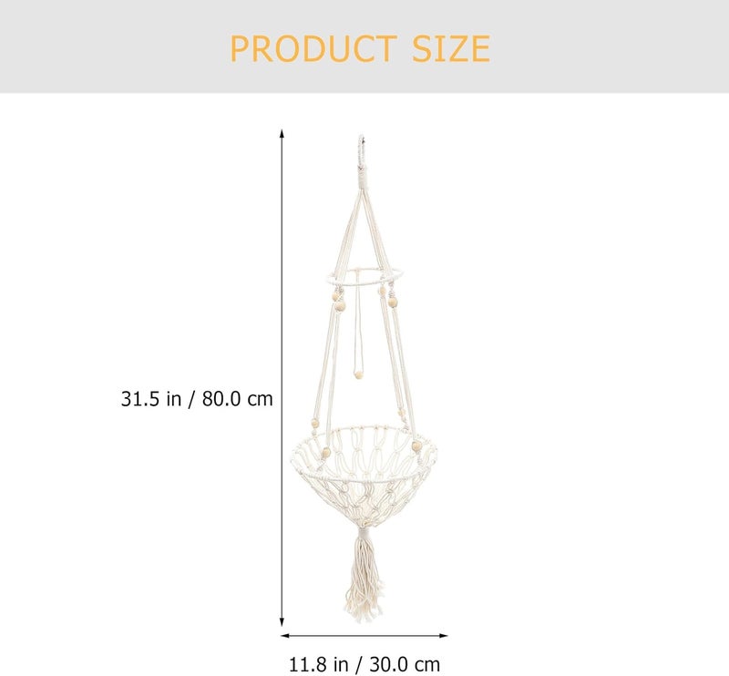 Decorative Hand-Woven Bohemian Cat Hammock Basket Bed, 30cm Hanging Pet Nest for Cats to 10 Lbs, Comfortable Indoor Swing for Relaxing and Playing - Image 1