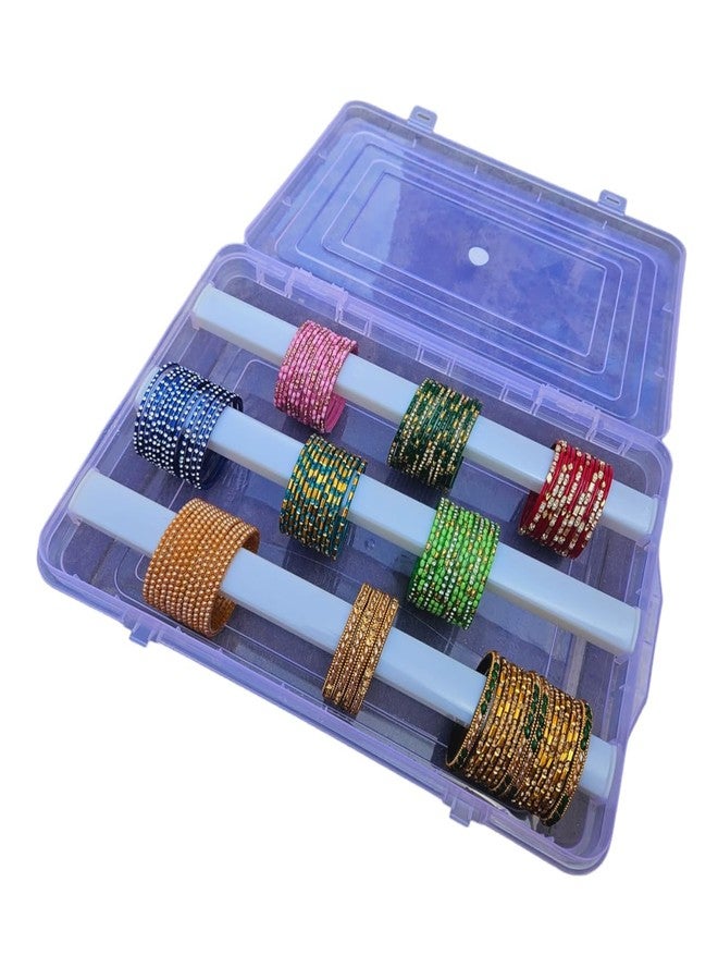 VILOMP Plastic Adjustable Three Rod Bangle Box | Chudi Organizer Jewellery Storage Display Box | for Bangles, Chudi, Bracelet, Wrist Watch, Hair Bands - Image 2