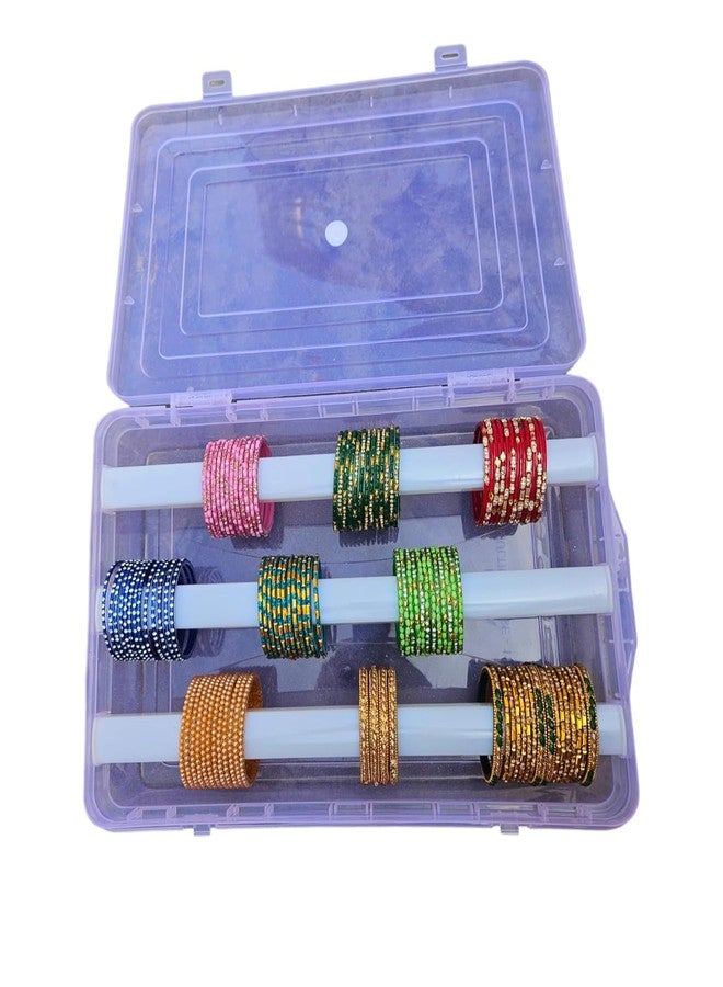 VILOMP Plastic Adjustable Three Rod Bangle Box | Chudi Organizer Jewellery Storage Display Box | for Bangles, Chudi, Bracelet, Wrist Watch, Hair Bands - Image 1