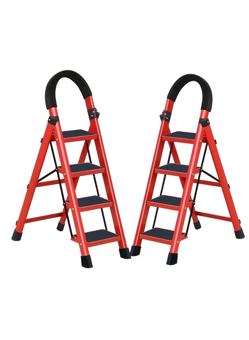 Living SET OF 2 Professional Folding Ladder 4 Step Household Ladder - Image 1