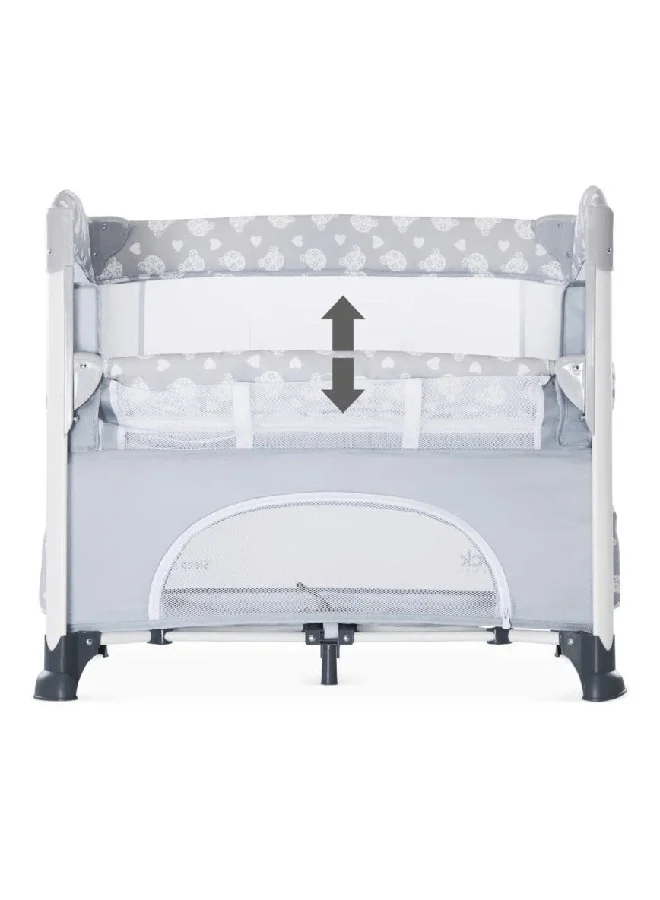 hauck Bedside Crib Sleep N Care Plus, Co - Sleeper For New Born Babys From Birth Up To 9 Kg, Lowerable Side Part, Wheels, Toy Pockets, Storage Compartment, Foldable, Transport Bag, Teddy Grey