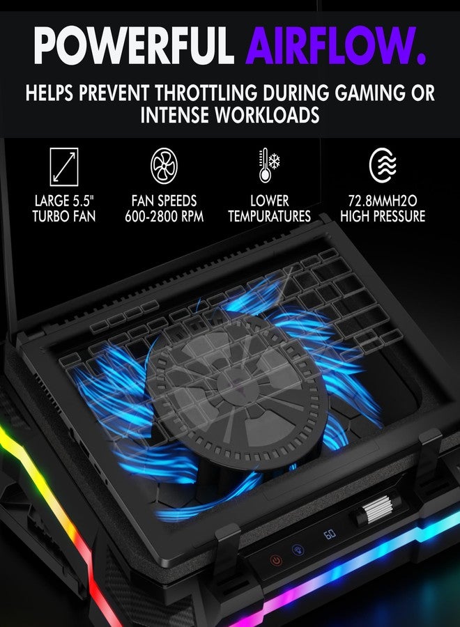 Tilted Nation Gaming Laptop Cooling Pad with USB Hub - Boost Performance, Stay Comfortable - RGB Laptop Cooler Stand with Adjustable Height & Fan Speed, RGB, USB (C + A) Hub, for 15.6" - 19" Laptops - Image 3
