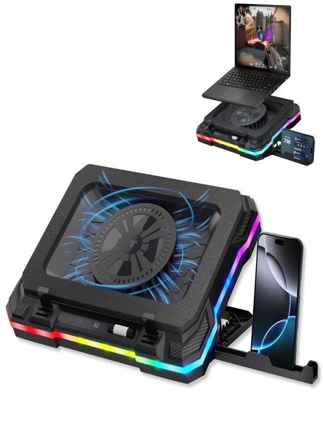 Tilted Nation Gaming Laptop Cooling Pad with USB Hub - Boost Performance, Stay Comfortable - RGB Laptop Cooler Stand with Adjustable Height & Fan Speed, RGB, USB (C + A) Hub, for 15.6" - 19" Laptops - Image 1