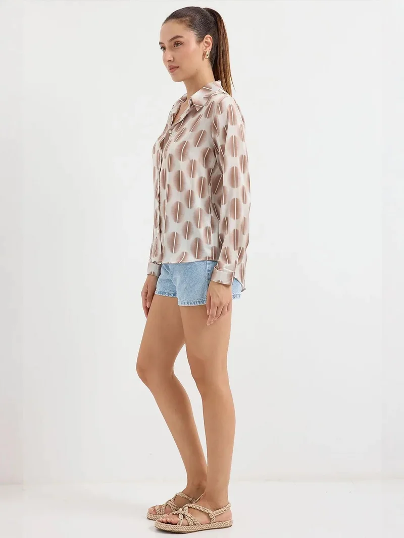 Big Dart Beaver Brown BDART Satin Woven Button Shirt for Women | Best Price UAE