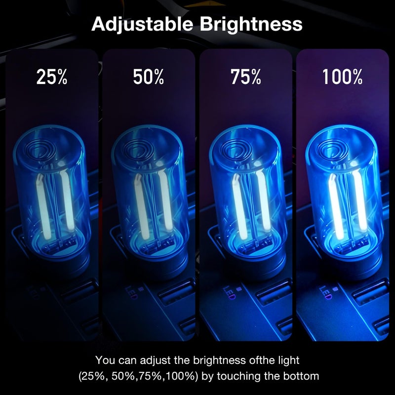 HConce 2 PCS USB Car Lights, Touch Dimmable Retro Mini Glass Bottle LED Ambient Night Light for Vehicle Interior, Bedroom, Hallway, Camping, Holiday and Party Decoration (Blue) - Image 2
