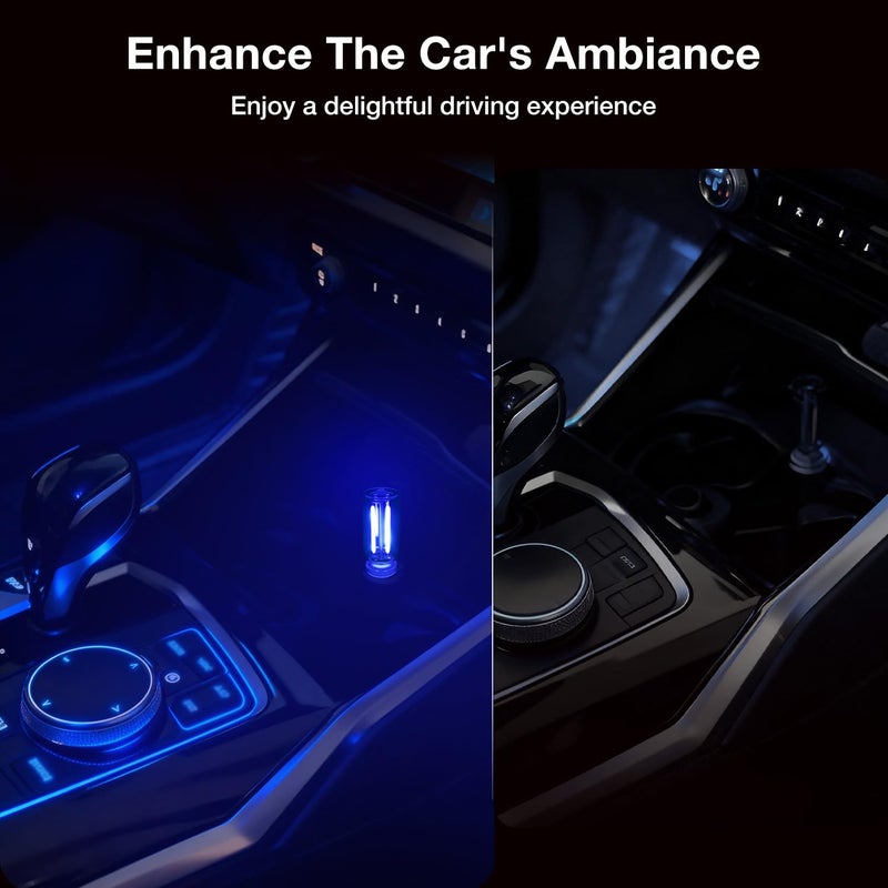 HConce 2 PCS USB Car Lights, Touch Dimmable Retro Mini Glass Bottle LED Ambient Night Light for Vehicle Interior, Bedroom, Hallway, Camping, Holiday and Party Decoration (Blue) - Image 4