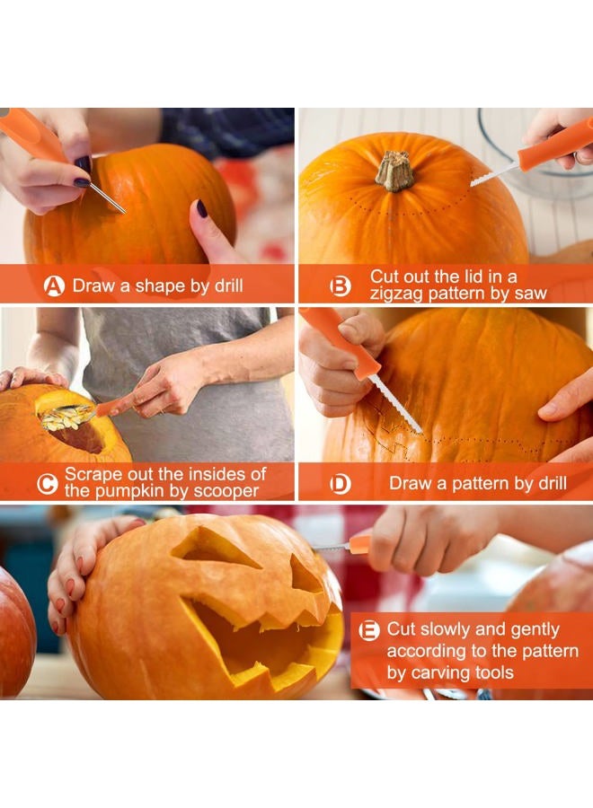 CHRYZTAL Pumpkin Carving Kit Tools Halloween, 13PCS Professional Heavy Duty Carving Set, Stainless Steel Double-side Sculpting Tool Carving Knife for Halloween Decoration Jack-O-Lanterns - Image 2