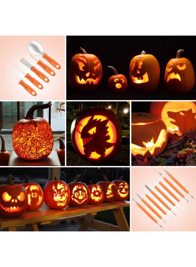 CHRYZTAL Pumpkin Carving Kit Tools Halloween, 13PCS Professional Heavy Duty Carving Set, Stainless Steel Double-side Sculpting Tool Carving Knife for Halloween Decoration Jack-O-Lanterns - Image 3