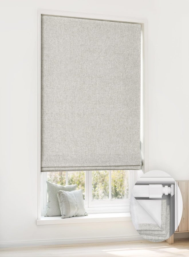 LazBlinds No Tools No Drill Cordless Roman Shades for Windows, Blackout Thermal Insulated UV Blocking Window Blinds, Room Darkening Fabric Blinds for Indoor Windows, 36'' W x 48'' H, Grey - Image 1
