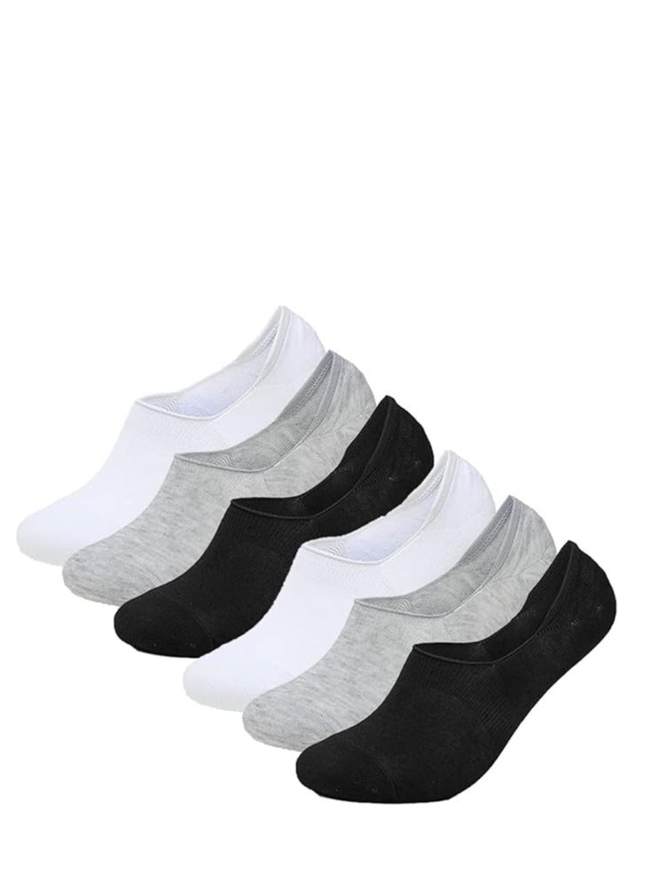 DIAMOND TOE جوارب قطنية مخلوطة للرجال 6 أزواج - جوارب غير قابلة للانزلاق - بطانات غير مرئية - مقاس EU 40 إلى 45 - Image 1