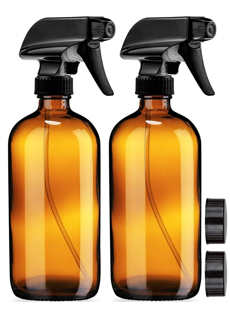 SYOSI Spray Bottles 500ML, Fine Mist Amber Sprayer Plant Mister Atomiser Refillable Container with Stream Modes Set for Essential Oils, Cleaning 2 Pack - Image 1