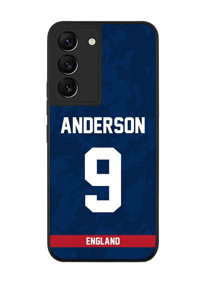 Stylizedd - Rugged Black Edge Case for Samsung Galaxy S22+ 5G, Slim fit Soft Case Flexible thin Cover - Player Name - James Anderson, Jersey Number- 9 - Image 1