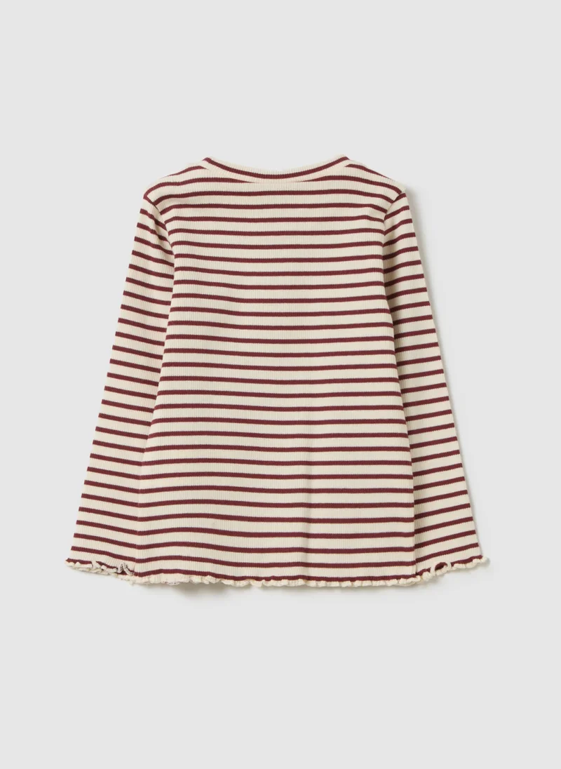 او في اس STRIPED STRETCH COTTON BABY BEAR T-SHIRT