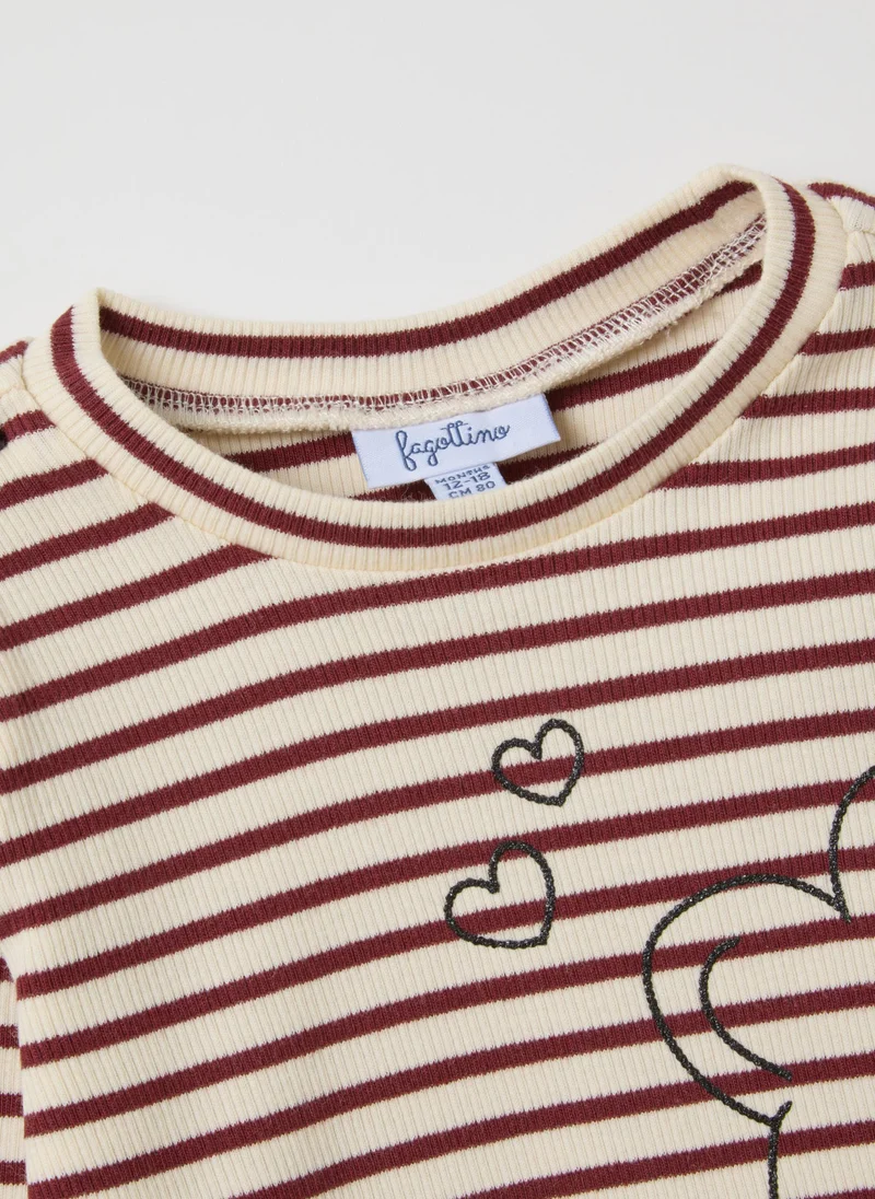 Ovs STRIPED STRETCH COTTON BABY BEAR T-SHIRT