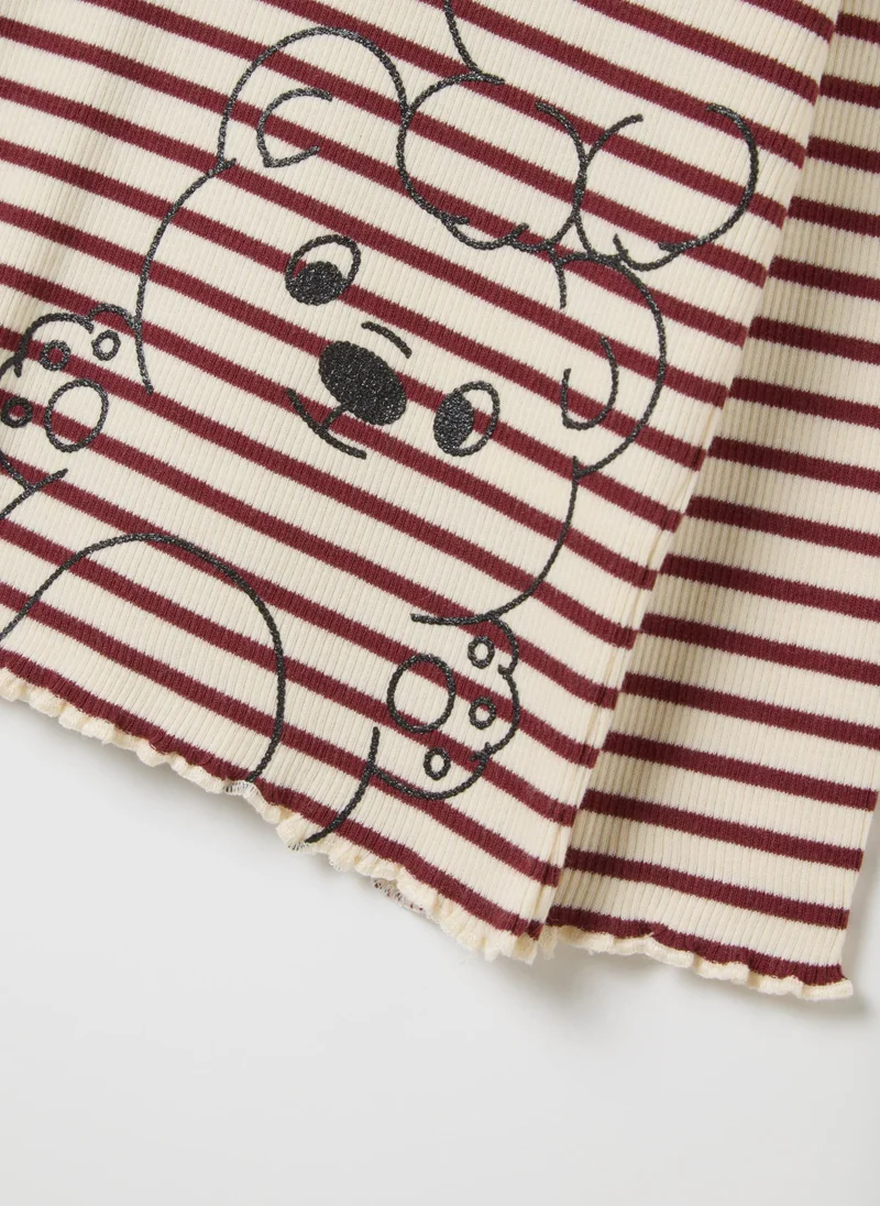Ovs STRIPED STRETCH COTTON BABY BEAR T-SHIRT