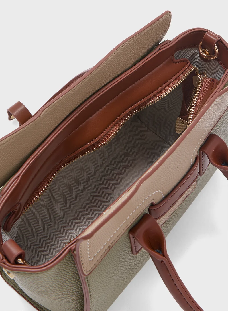 ايلا Color Block Satchel Bag