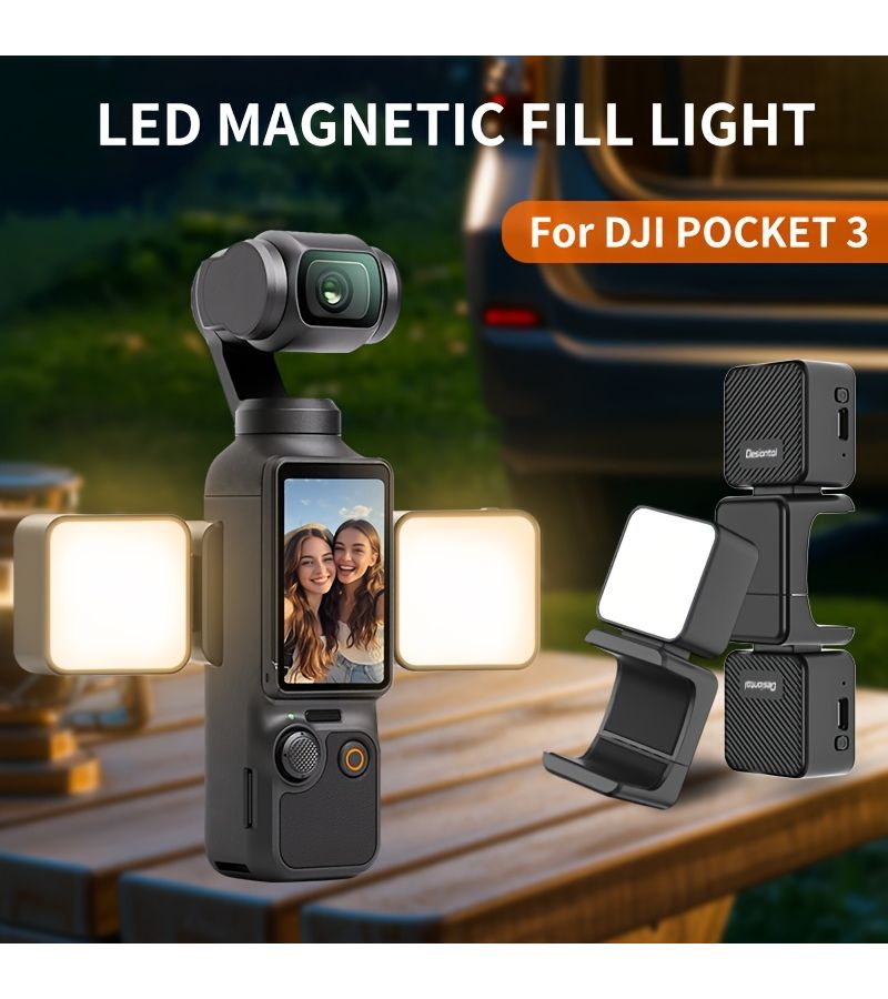 طقم الإضاءة المزدوجة لـ DJI Pocket 3/4 مع إضاءة تعبئة مغناطيسية قابلة لضبط السطوع ودرجة حرارة اللون (CCT) - Image 4