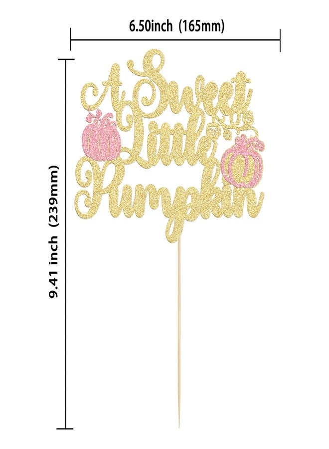 Ephlyn 1Pc Sweet Little Pumpkin Cake Topper Pink Gold Glitter Pumpkin Baby Shower Cake Topper Decorations for Fall Pumpkin Theme Baby Shower Kids Girls Birthday Party Supplies - Image 2