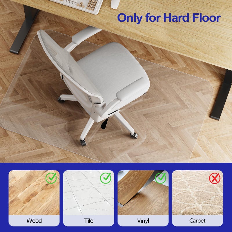 Delamu Office Chair Mat for Hardwood Floor, 30"Ã—48" Office Computer Desk Chair Mat, Clear PVC Heavy Duty Floor Protector Mats for Rolling Chairs (Only for Hard Floor) - Image 2
