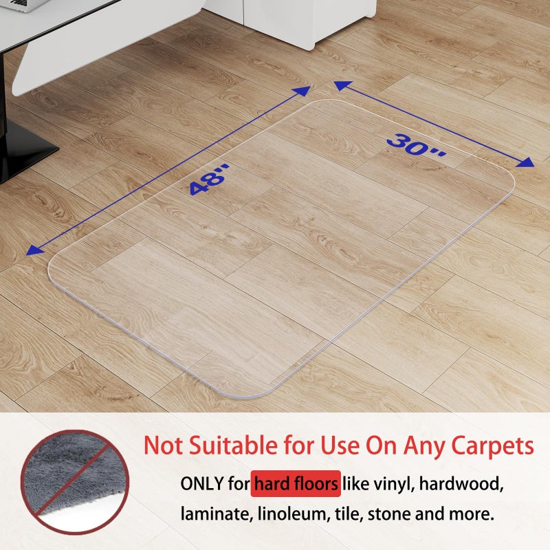 Delamu Office Chair Mat for Hardwood Floor, 30"Ã—48" Office Computer Desk Chair Mat, Clear PVC Heavy Duty Floor Protector Mats for Rolling Chairs (Only for Hard Floor) - Image 5