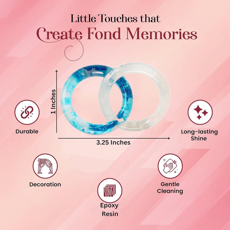 CLEENTABLE Set of 8 Epoxy Resin Napkin Ring - Interlocked Handmade Farmhouse Table Decor for Dining, Weddings, Holidays - Durable Elegant Napkin Holders for Special Occasion Blue Opaque - - Image 3