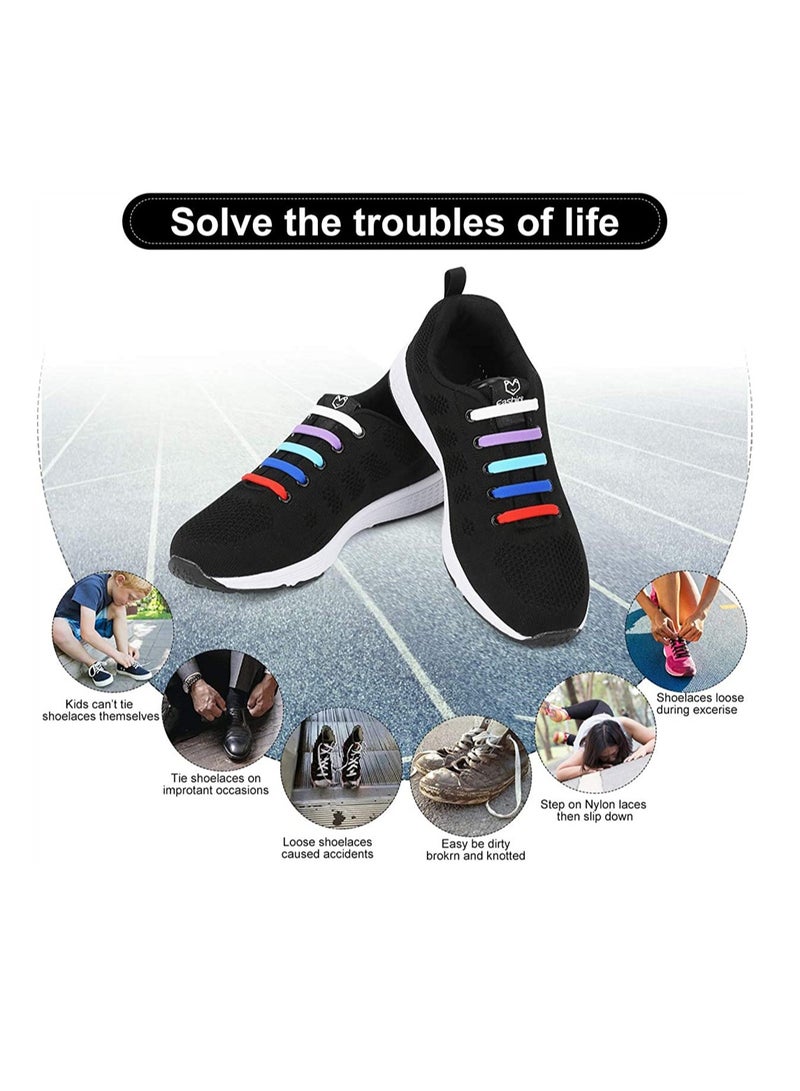 Zikra 16 Pcs Lazy Tying-Free Elastic Shoelaces ElasticWaterproof No Tie Shoe Laces for Sneakers Laces Special No Tie Rubber for Kids and Adults Sneakers Running Shoes Boots Board Shoes and Casual Shoes - Image 4