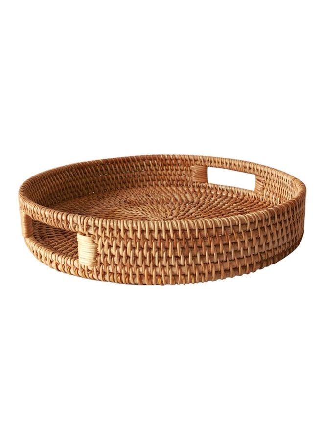 إسكدنيا صينية تقديم مستديرة بشكل محبوك مع مقابض بني 13.77 x 2.36سم - Image 1