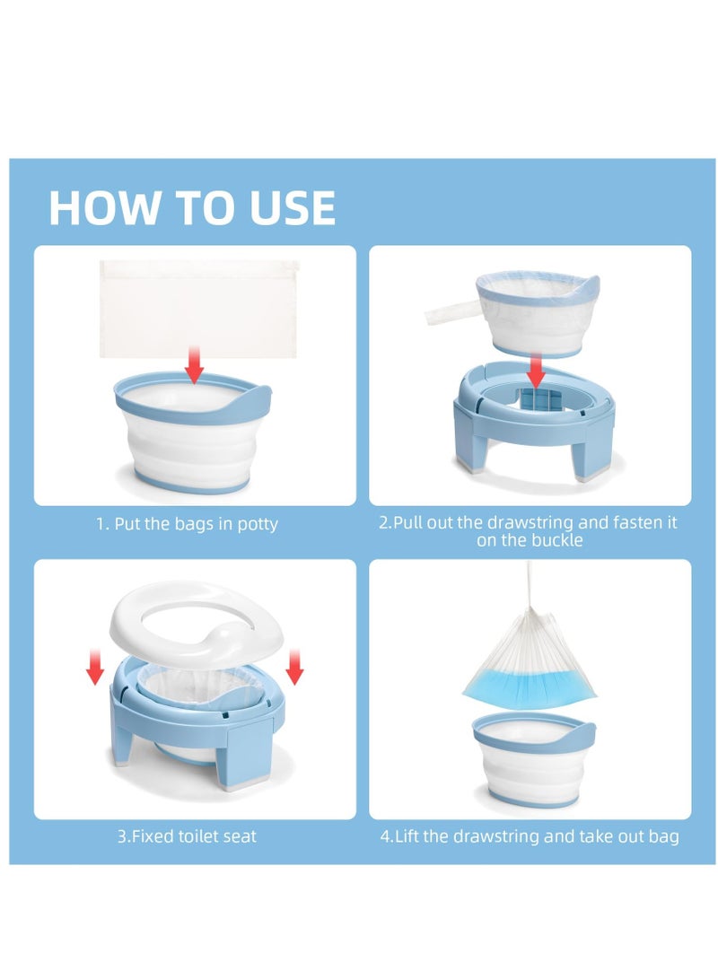 Zikra Portable Potty Bags, 5 Volumes 100 Pcs Potty Chair Liners for Travel Potty Seat, Universal Size Travel Potty Bags for Potty Training Toilet, Potty Liners for Toddlers Pets Outdoors - Image 4
