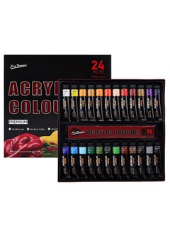 INOG INOG XinBowen Premium Acrylic Paint Set 24 Acrylic Paint Tubes 12ml Premium Vibrant NonToxic Pigments for Canvas Glass Plastic Rocks Arts and Crafts 
