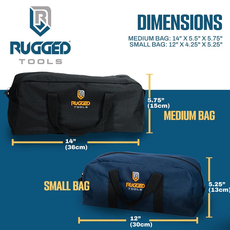 Rugged Tools Tool Bag Combo - Includes 1 Small & 1 Medium Toolbag - Organizer Tote Bags for Electrician, Plumbing, Gardening, HVAC & More - Image 2