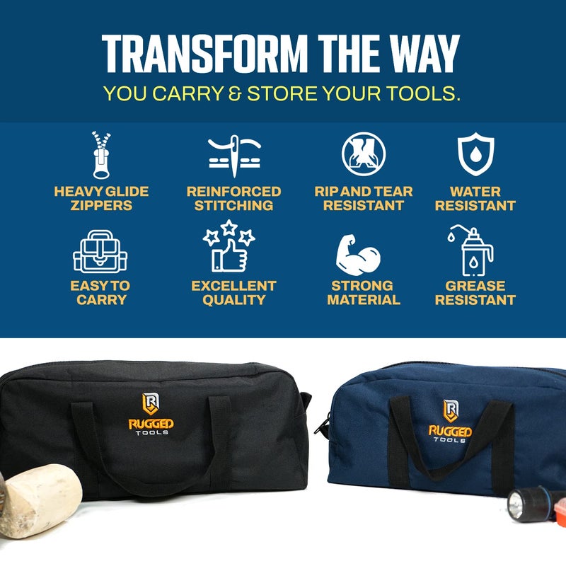 Rugged Tools Tool Bag Combo - Includes 1 Small & 1 Medium Toolbag - Organizer Tote Bags for Electrician, Plumbing, Gardening, HVAC & More - Image 5