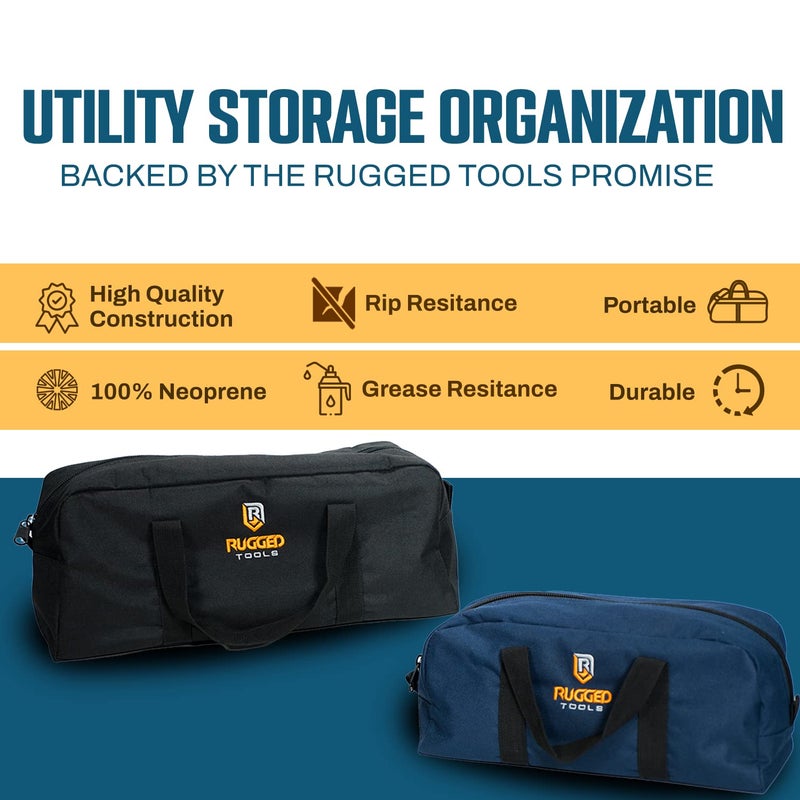 Rugged Tools Tool Bag Combo - Includes 1 Small & 1 Medium Toolbag - Organizer Tote Bags for Electrician, Plumbing, Gardening, HVAC & More - Image 3