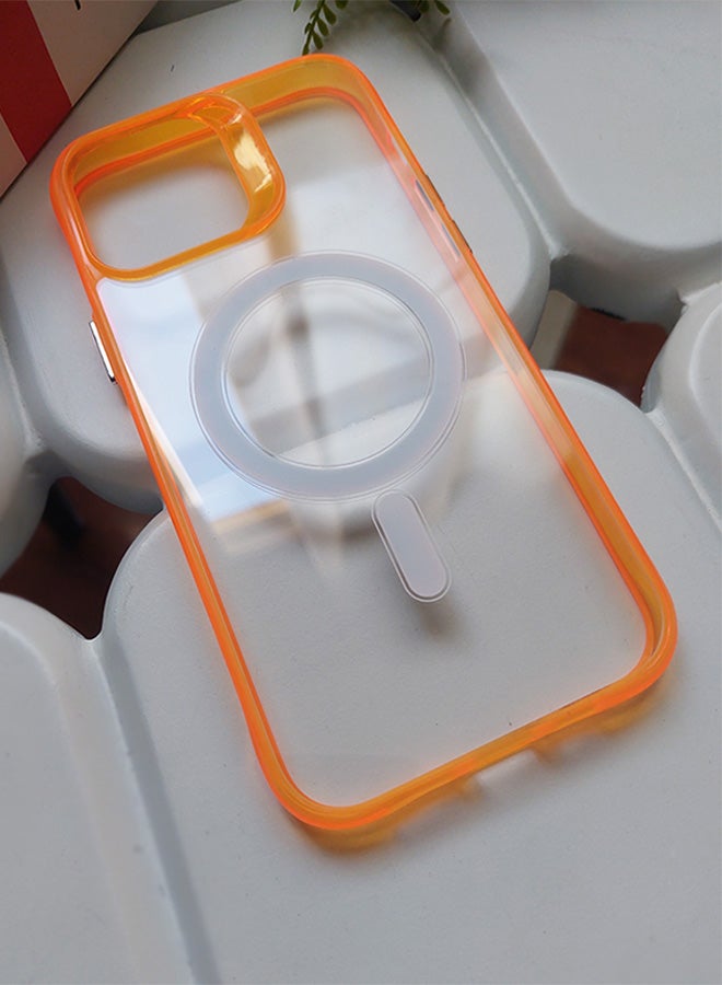 Magsafe Case for iPhone 13 Pro Max Magsafe Clear Cover Magnetic Wireless Charging Support, Shockproof Protection, Scratch-Resistant for iPhone 13 Pro Max - Orange - Image 3