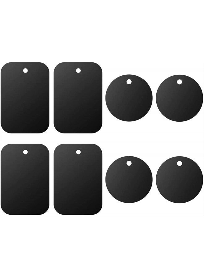 DSTELIN Universal Metal Plate 8 Pack for Magnetic Phone Car Mount Holder Cradle with Adhesive (Compatible with Magnetic Mounts) - 4 Rectangle and 4 Round, Black  - Image 1