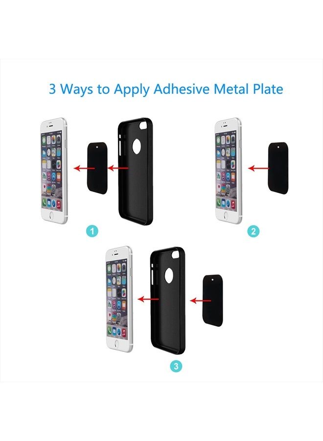 DSTELIN Universal Metal Plate 8 Pack for Magnetic Phone Car Mount Holder Cradle with Adhesive (Compatible with Magnetic Mounts) - 4 Rectangle and 4 Round, Black  - Image 3